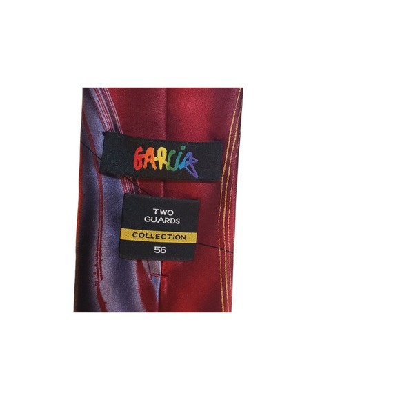 Garcia 'Two Guards' Neck Tie Mens Silk Red Purple Abstract Collection 56 Artwear - Picture 12 of 12